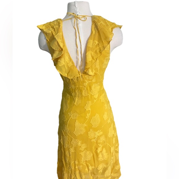 Joie ruffle floral yellow dress sz- 6 - Picture 4 of 6